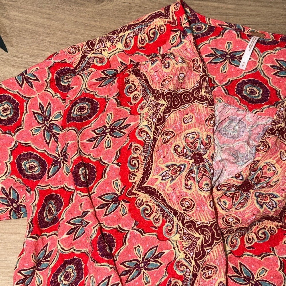 FREE PEOPLE Falling For You Top Hibiscus Combo Peplum Boho Wrap small - Picture 7 of 9